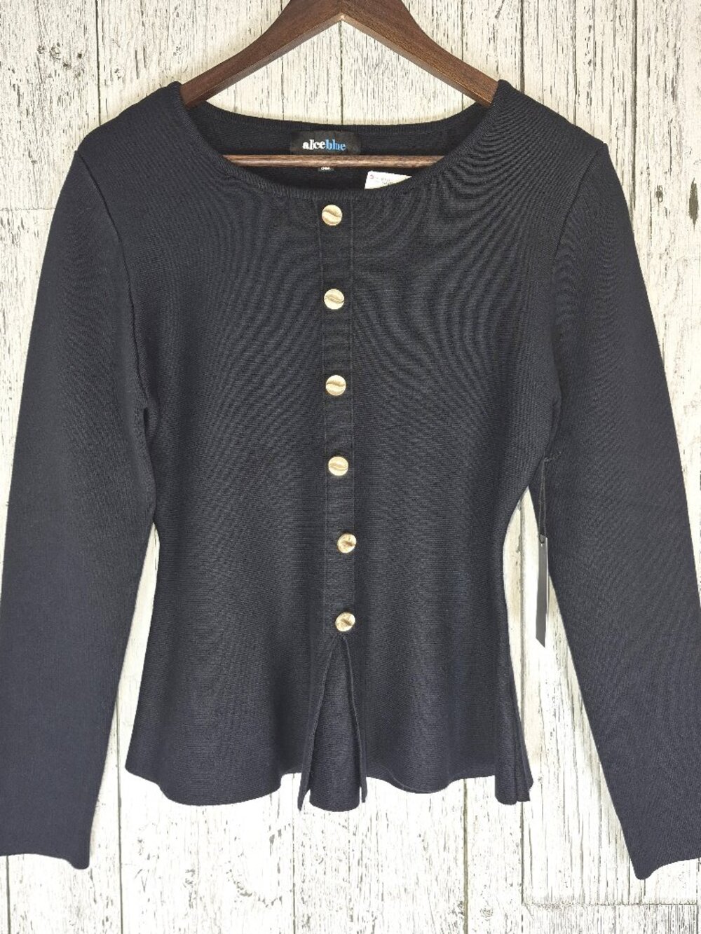 Alce Blue Women's L Pullover Black Peplum Sweater with Long Sleeves  READ